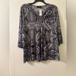 Lane Bryant Paisley Purple and Black Tunic